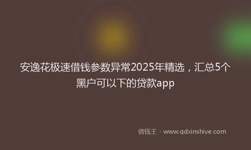 安逸花极速借钱参数异常2025年精选，汇总5个黑户可以下的贷款app