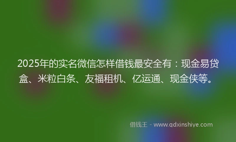 2025年的实名微信怎样借钱最安全有：现金易贷盒、米粒白条、友福租机、亿运通、现金侠等。