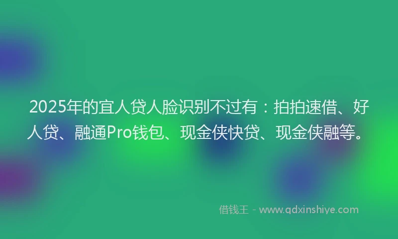 2025年的宜人贷人脸识别不过有：拍拍速借、好人贷、融通Pro钱包、现金侠快贷、现金侠融等。