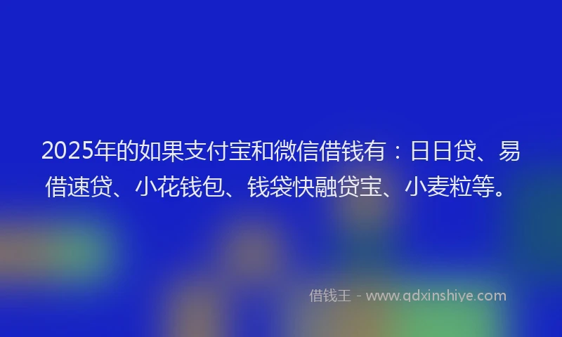 2025年的如果支付宝和微信借钱有：日日贷、易借速贷、小花钱包、钱袋快融贷宝、小麦粒等。