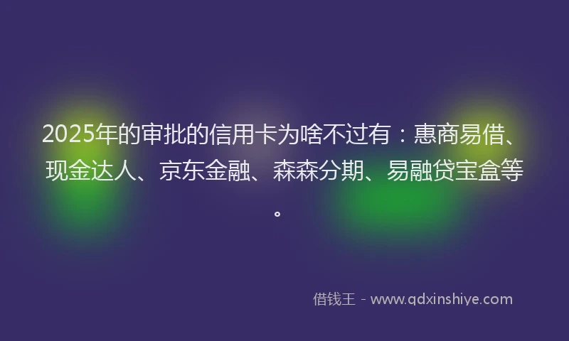 2025年的审批的信用卡为啥不过有：惠商易借、现金达人、京东金融、森森分期、易融贷宝盒等。