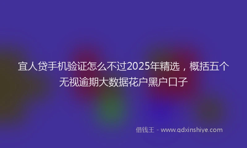 宜人贷手机验证怎么不过2025年精选，概括五个无视逾期大数据花户黑户口子