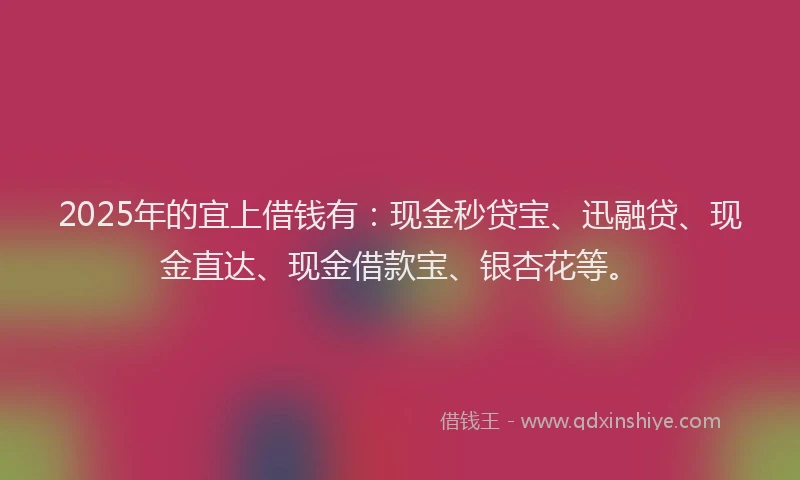 2025年的宜上借钱有：现金秒贷宝、迅融贷、现金直达、现金借款宝、银杏花等。
