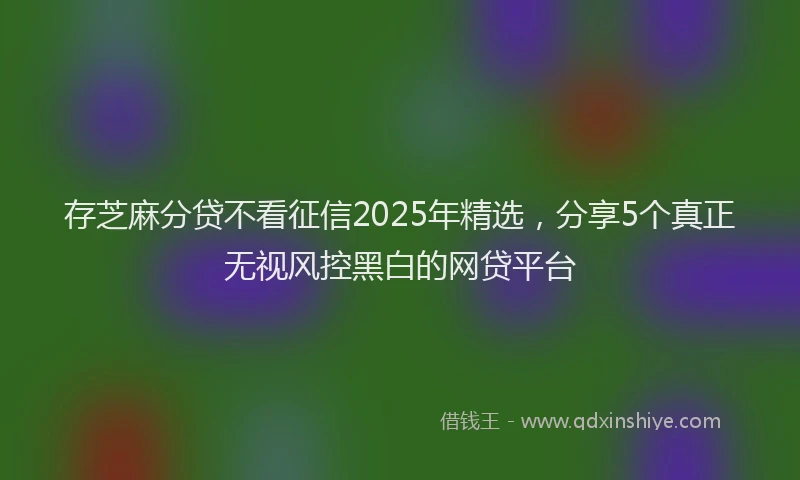 存芝麻分贷不看征信2025年精选，分享5个真正无视风控黑白的网贷平台