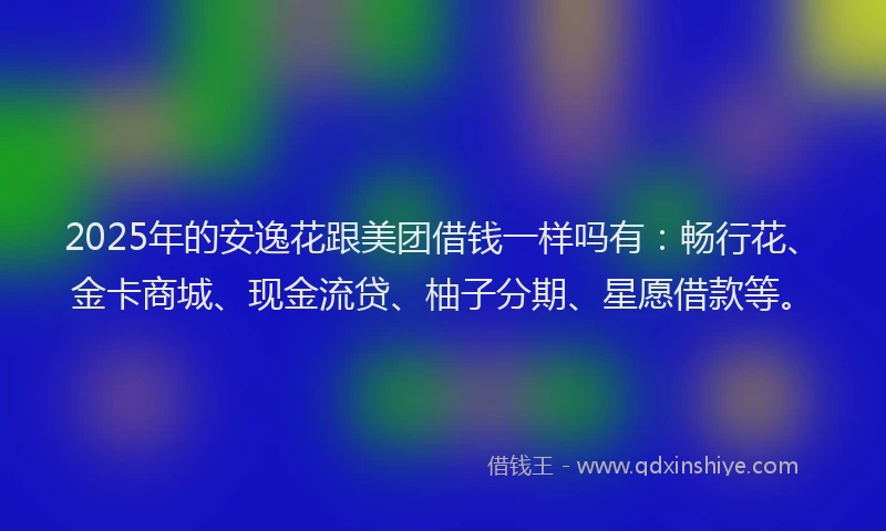 2025年的安逸花跟美团借钱一样吗有：畅行花、金卡商城、现金流贷、柚子分期、星愿借款等。
