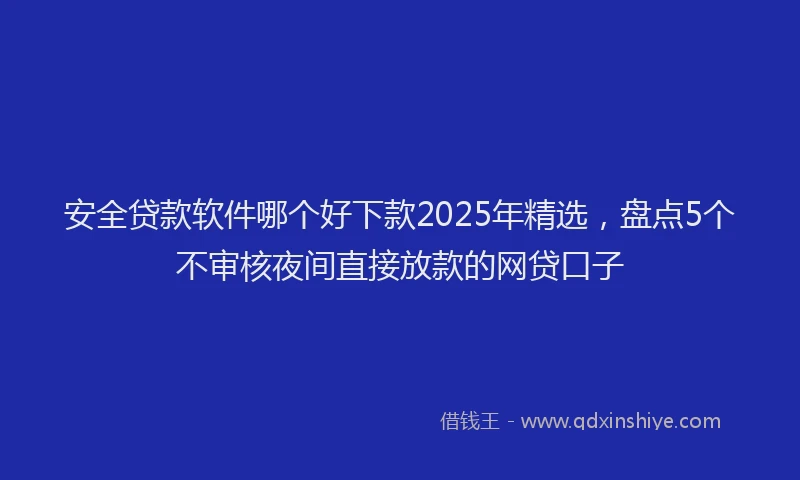 安全贷款软件哪个好下款2025年精选，盘点5个不审核夜间直接放款的网贷口子