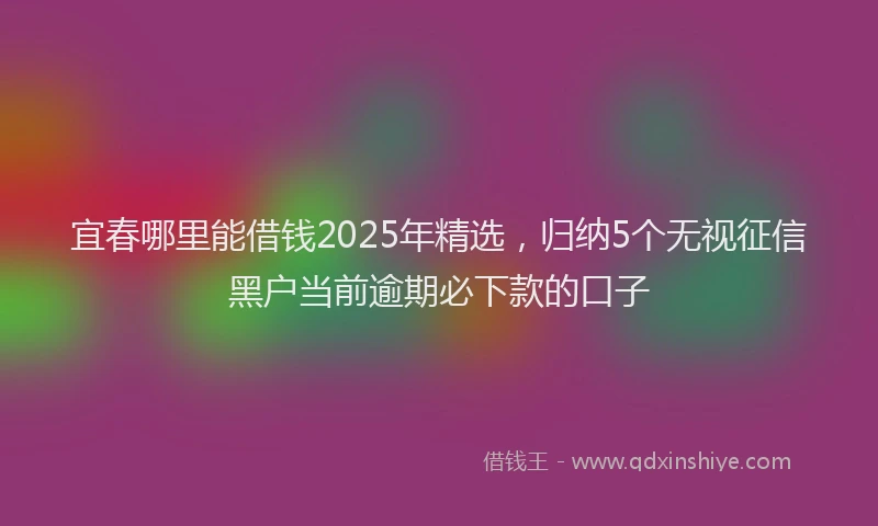 宜春哪里能借钱2025年精选，归纳5个无视征信黑户当前逾期必下款的口子