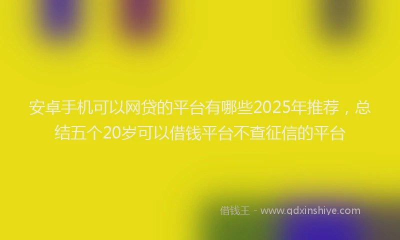 安卓手机可以网贷的平台有哪些2025年推荐，总结五个20岁可以借钱平台不查征信的平台