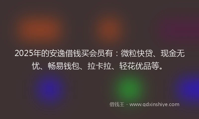 2025年的安逸借钱买会员有：微粒快贷、现金无忧、畅易钱包、拉卡拉、轻花优品等。