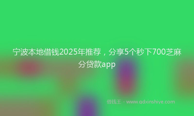 宁波本地借钱2025年推荐，分享5个秒下700芝麻分贷款app