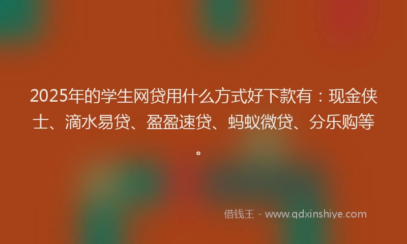 2025年的学生网贷用什么方式好下款有：现金侠士、滴水易贷、盈盈速贷、蚂蚁微贷、分乐购等。