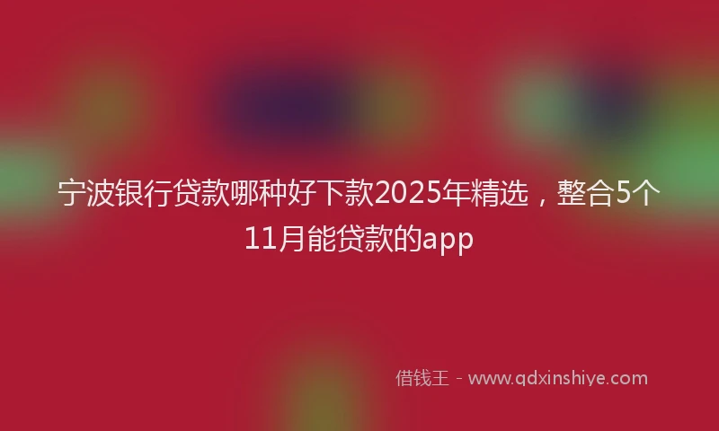 宁波银行贷款哪种好下款2025年精选，整合5个11月能贷款的app
