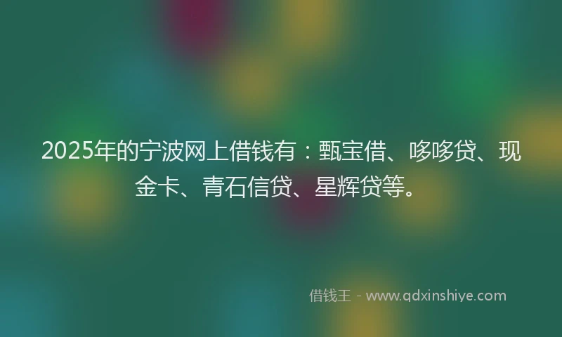 2025年的宁波网上借钱有：甄宝借、哆哆贷、现金卡、青石信贷、星辉贷等。