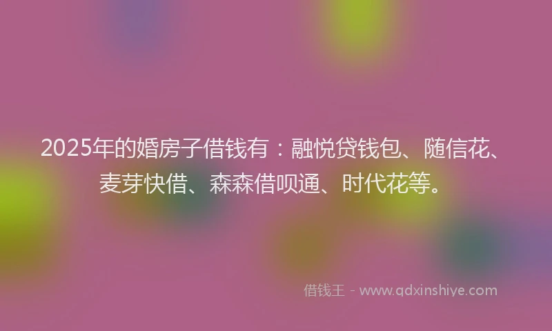 2025年的婚房子借钱有：融悦贷钱包、随信花、麦芽快借、森森借呗通、时代花等。