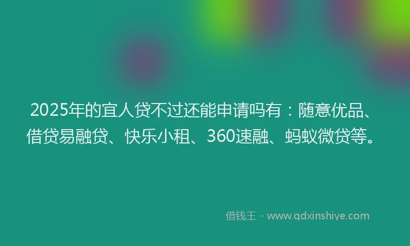 2025年的宜人贷不过还能申请吗有：随意优品、借贷易融贷、快乐小租、360速融、蚂蚁微贷等。