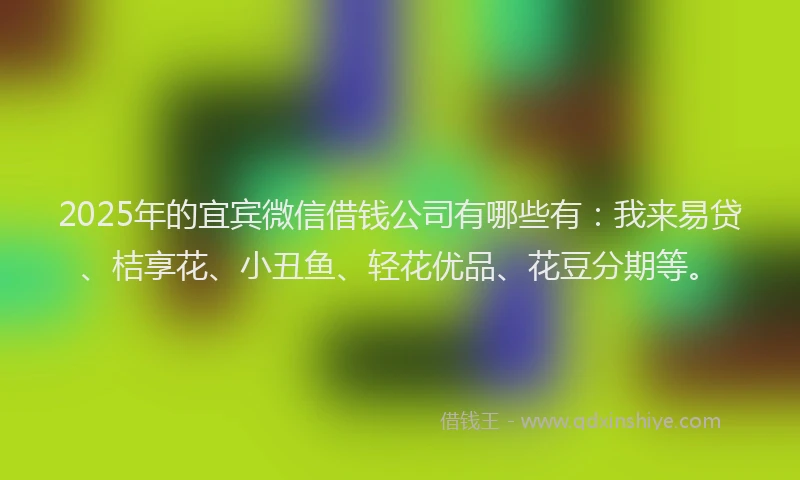 2025年的宜宾微信借钱公司有哪些有：我来易贷、桔享花、小丑鱼、轻花优品、花豆分期等。