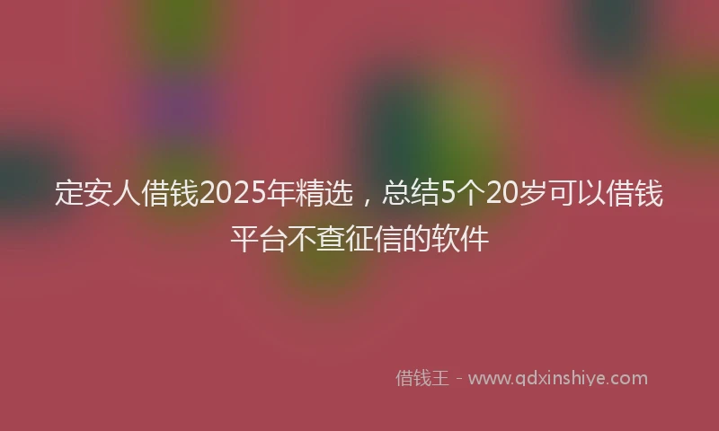 定安人借钱2025年精选，总结5个20岁可以借钱平台不查征信的软件