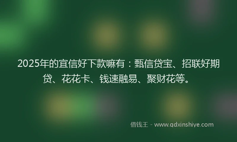 2025年的宜信好下款嘛有：甄信贷宝、招联好期贷、花花卡、钱速融易、聚财花等。