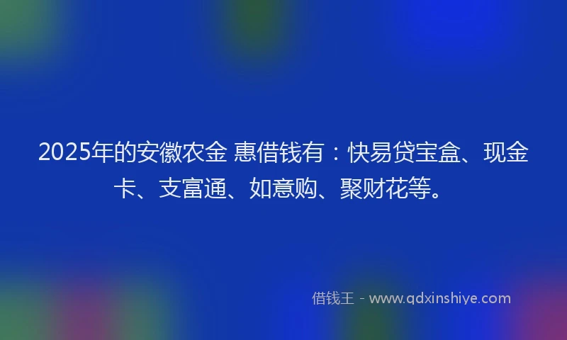 2025年的安徽农金 惠借钱有：快易贷宝盒、现金卡、支富通、如意购、聚财花等。