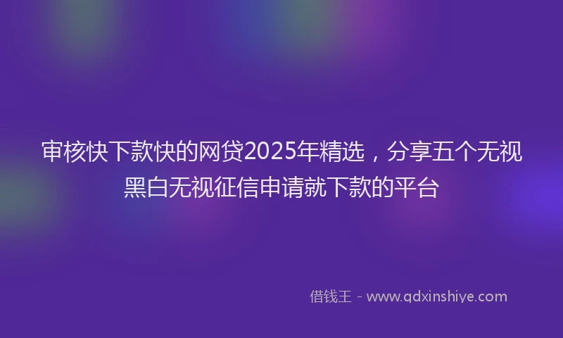 审核快下款快的网贷2025年精选，分享五个无视黑白无视征信申请就下款的平台