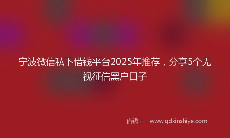 宁波微信私下借钱平台2025年推荐，分享5个无视征信黑户口子