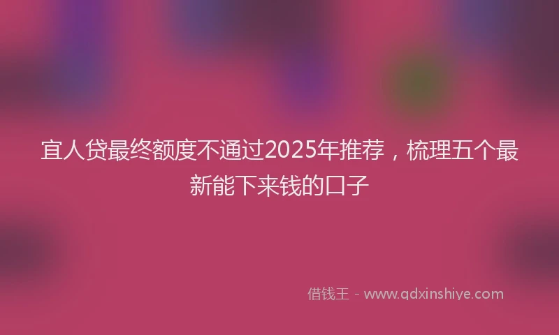 宜人贷最终额度不通过2025年推荐，梳理五个最新能下来钱的口子