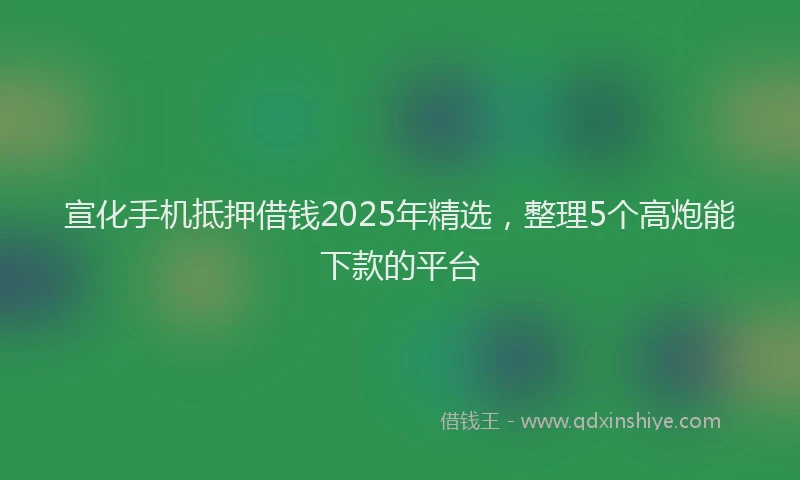 宣化手机抵押借钱2025年精选，整理5个高炮能下款的平台