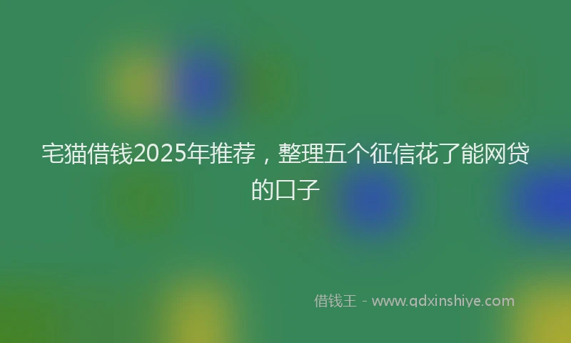 宅猫借钱2025年推荐，整理五个征信花了能网贷的口子