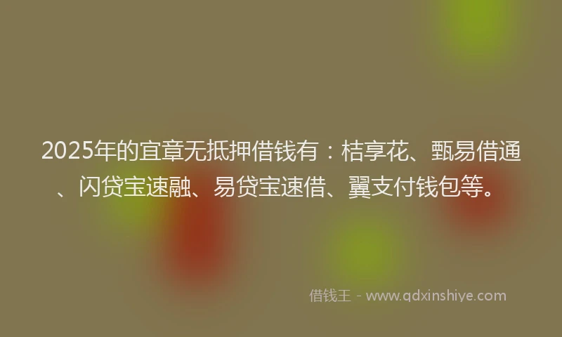 2025年的宜章无抵押借钱有：桔享花、甄易借通、闪贷宝速融、易贷宝速借、翼支付钱包等。