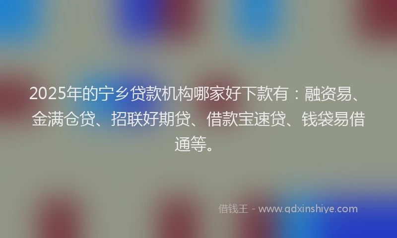 2025年的宁乡贷款机构哪家好下款有：融资易、金满仓贷、招联好期贷、借款宝速贷、钱袋易借通等。