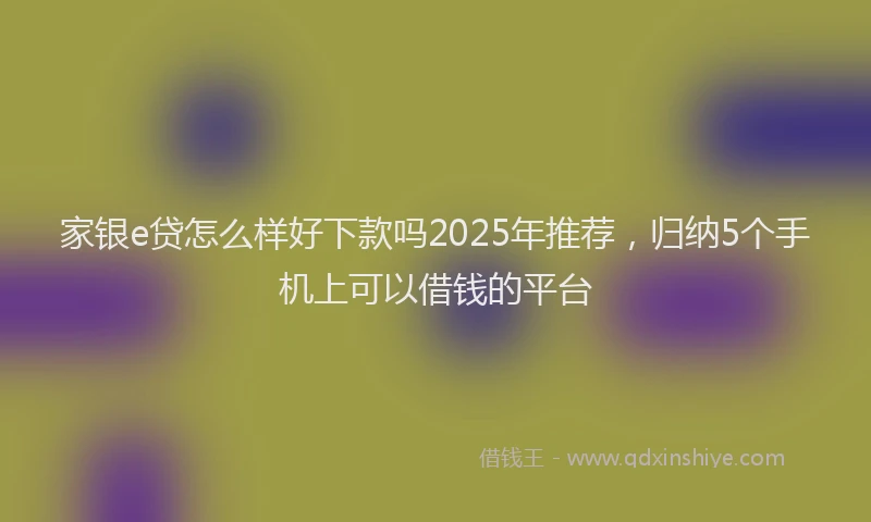 家银e贷怎么样好下款吗2025年推荐，归纳5个手机上可以借钱的平台
