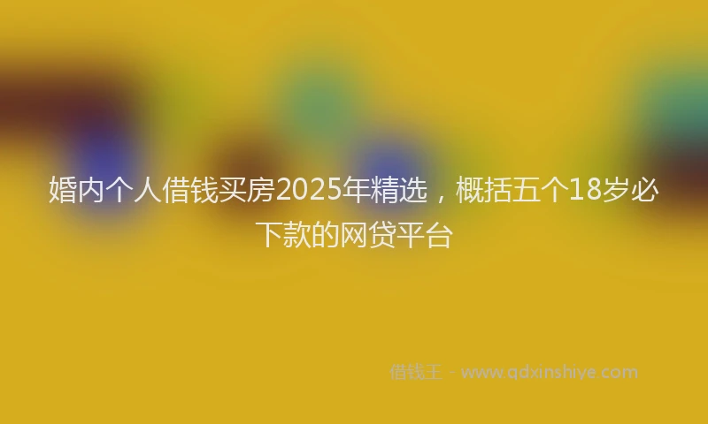 婚内个人借钱买房2025年精选，概括五个18岁必下款的网贷平台