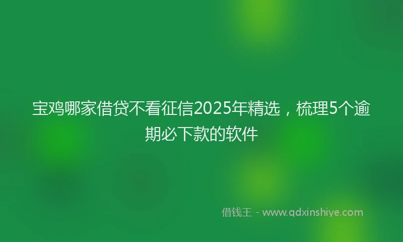 宝鸡哪家借贷不看征信2025年精选，梳理5个逾期必下款的软件