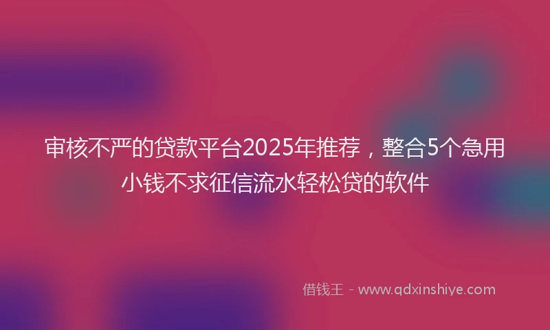 审核不严的贷款平台2025年推荐，整合5个急用小钱不求征信流水轻松贷的软件