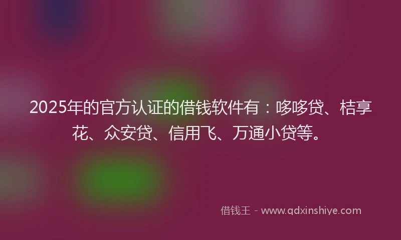 2025年的官方认证的借钱软件有：哆哆贷、桔享花、众安贷、信用飞、万通小贷等。