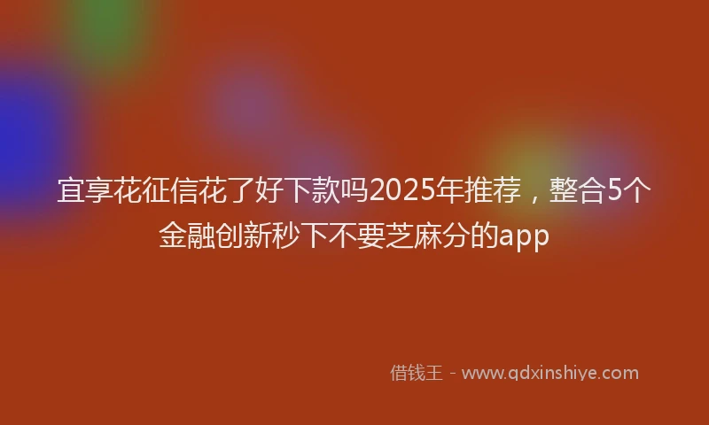 宜享花征信花了好下款吗2025年推荐，整合5个金融创新秒下不要芝麻分的app
