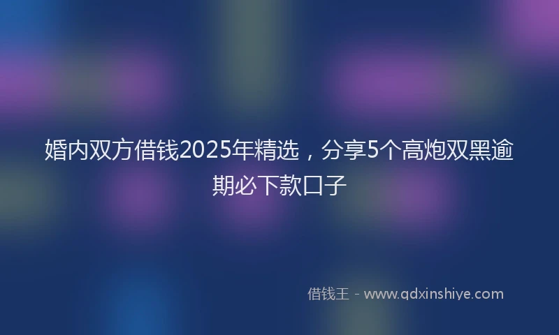婚内双方借钱2025年精选，分享5个高炮双黑逾期必下款口子