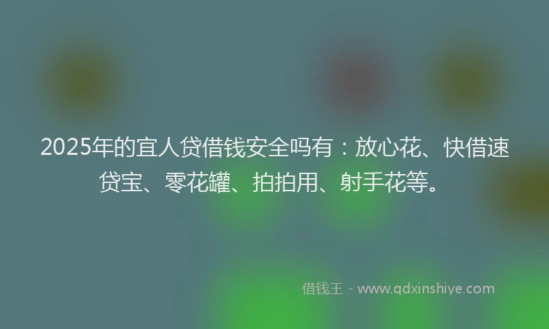 2025年的宜人贷借钱安全吗有：放心花、快借速贷宝、零花罐、拍拍用、射手花等。