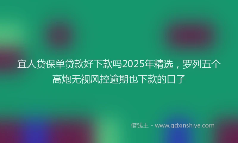 宜人贷保单贷款好下款吗2025年精选，罗列五个高炮无视风控逾期也下款的口子