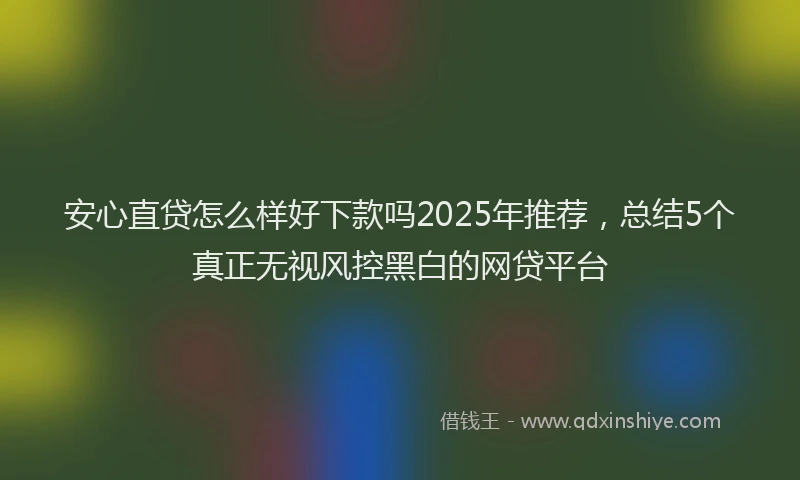 安心直贷怎么样好下款吗2025年推荐，总结5个真正无视风控黑白的网贷平台