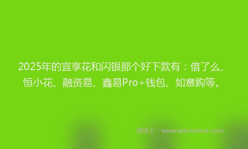2025年的宜享花和闪银那个好下款有：借了么、恒小花、融资易、鑫易Pro+钱包、如意购等。
