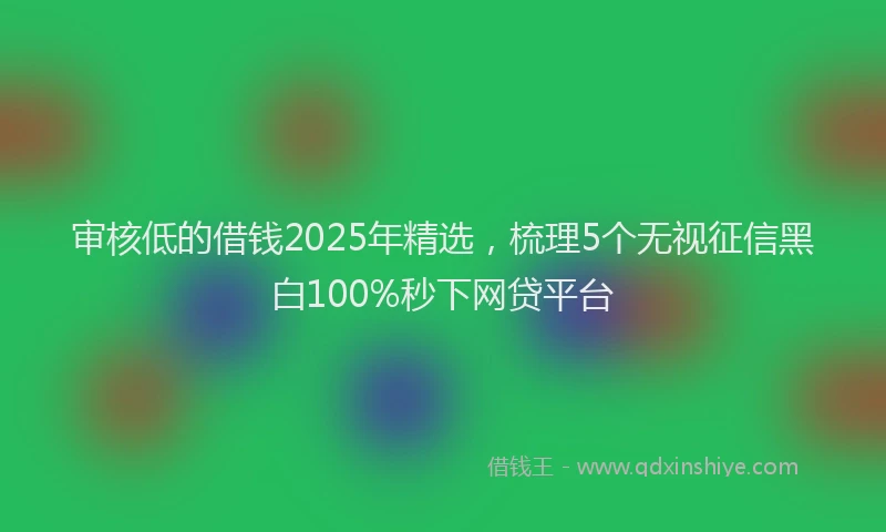 审核低的借钱2025年精选，梳理5个无视征信黑白100%秒下网贷平台