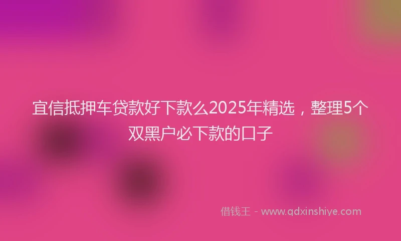 宜信抵押车贷款好下款么2025年精选，整理5个双黑户必下款的口子