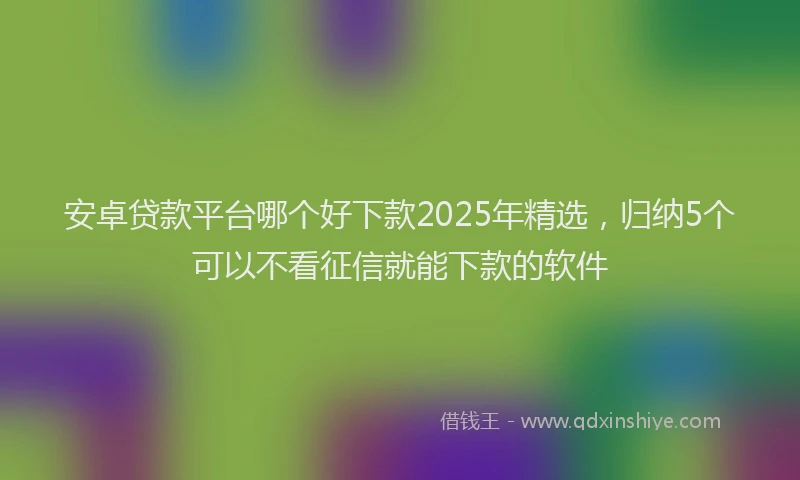 安卓贷款平台哪个好下款2025年精选，归纳5个可以不看征信就能下款的软件