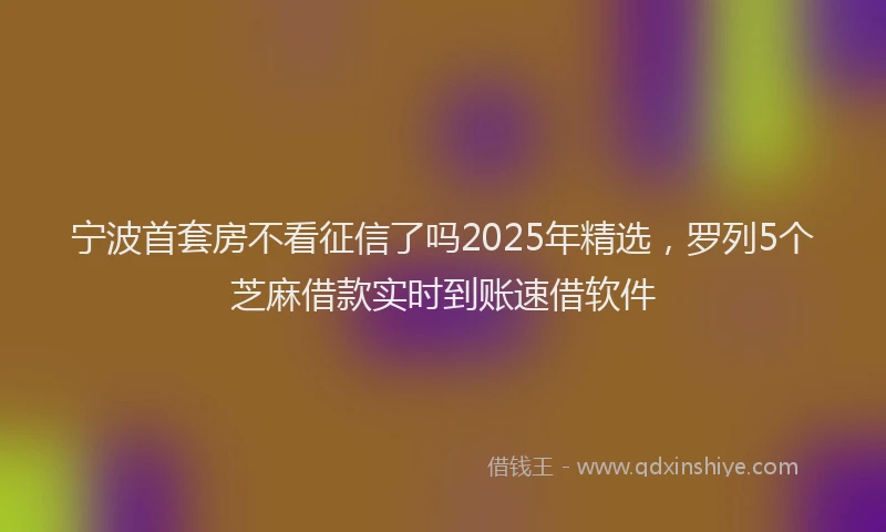 宁波首套房不看征信了吗2025年精选，罗列5个芝麻借款实时到账速借软件