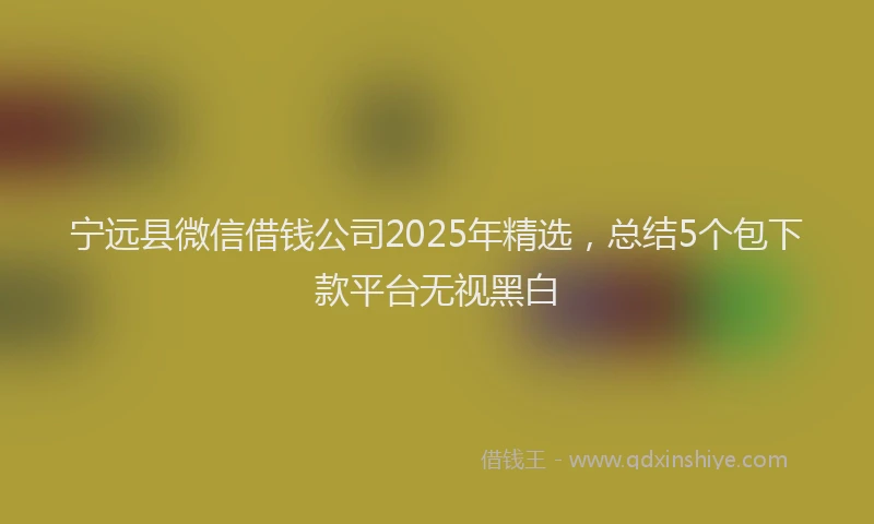 宁远县微信借钱公司2025年精选，总结5个包下款平台无视黑白