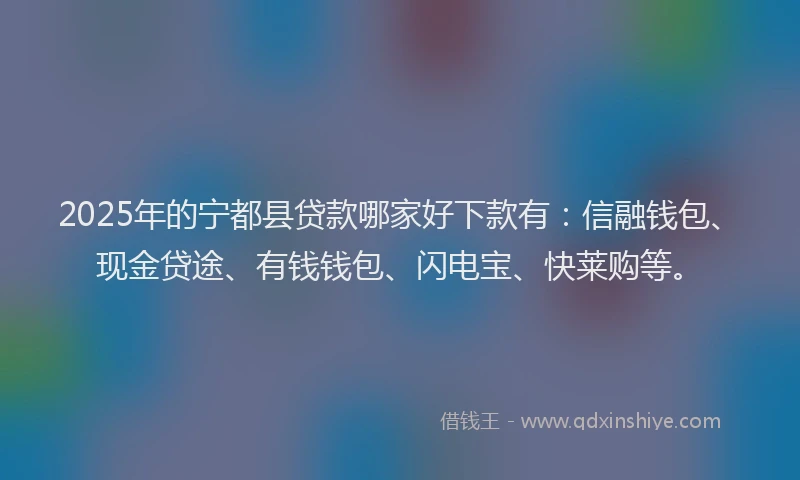 2025年的宁都县贷款哪家好下款有：信融钱包、现金贷途、有钱钱包、闪电宝、快莱购等。