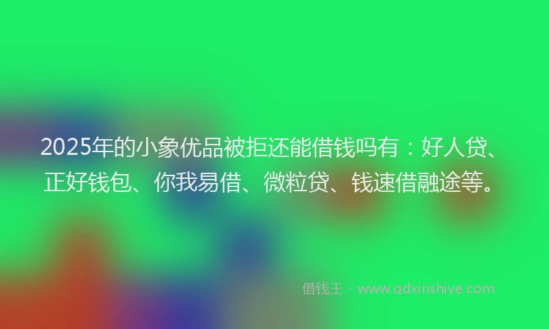 2025年的小象优品被拒还能借钱吗有：好人贷、正好钱包、你我易借、微粒贷、钱速借融途等。