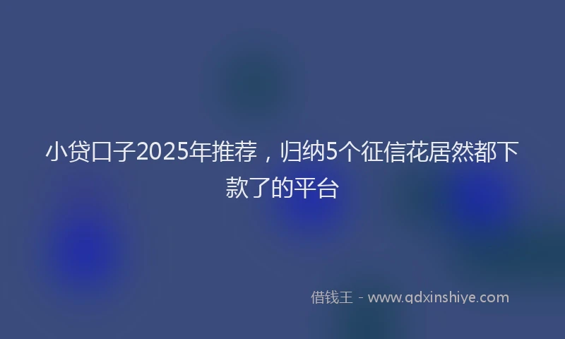 小贷口子2025年推荐，归纳5个征信花居然都下款了的平台