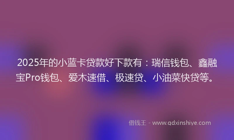 2025年的小蓝卡贷款好下款有：瑞信钱包、鑫融宝Pro钱包、爱木速借、极速贷、小油菜快贷等。
